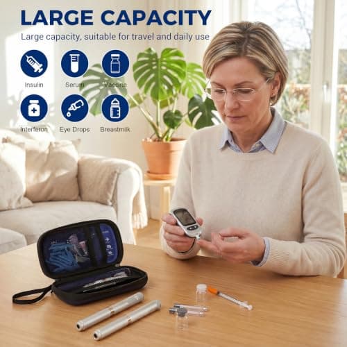 HIMDUZE Insulin Cooler Travel Case TSA Approved Small Refrigerated Medicine Cooler for Travel Diabetic Travel Case Bag w/2 Reusable Ice Pack. — view 5