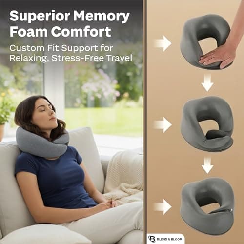 Blend & Bloom Travel Pillow for Airplane, Dark Grey — view 4