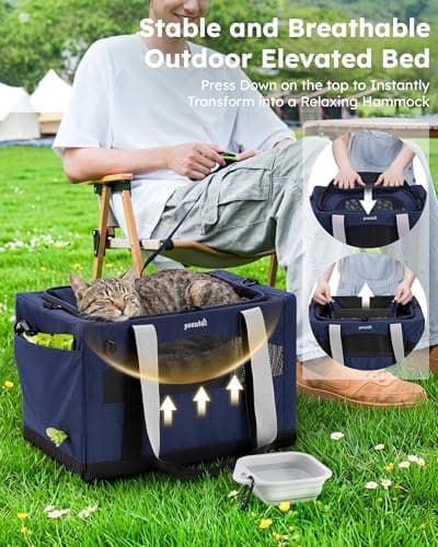 pecute Cat Carrier Top Expandable, Extra Stable Cat Carrier Bag, Blue — view 3