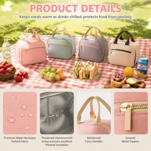 Personalised Insulated Lunch Bag with Embroidered Name (Lavender Purple) — view 4