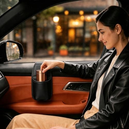 PU Leather Car Door Cups Holder Window Hanging Organizer Car Cup Holder — view 4