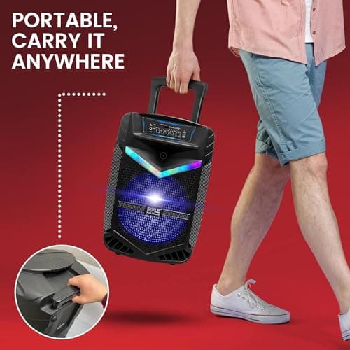 Pyle Portable Bluetooth PA Speaker System, 800W Rechargeable Outdoor Karaoke Machine with 30cm Subwoofer, 2.5cm Tweeter, Wireless Bluetooth Speaker with Microphone — view 6