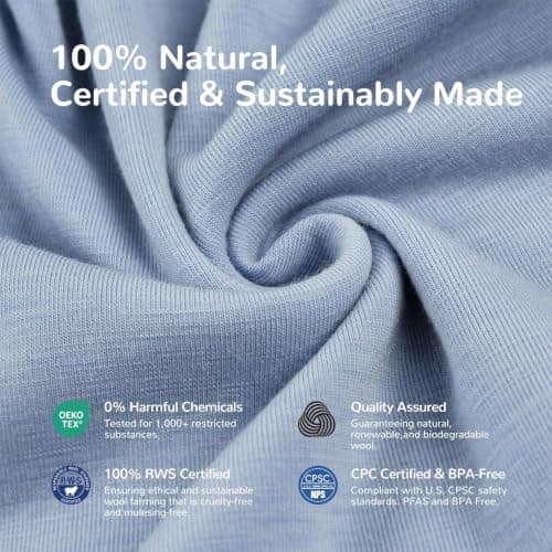 HECCEI 4 Season Baby Sleeping Bag, Merino Wool and Cotton Baby Sleep Sack — view 4