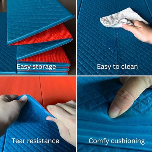 Feetlu Foldable Yoga Mat-1/4 Inch Thick Easy to Storage Travel Yoga Mat Foldable Lightweight for Fitness Exercise Mat for Yoga, Pilates, Home Workout & Floor Exercise(Teal/Orange), 1/4''x 24'' x 72'' — view 5