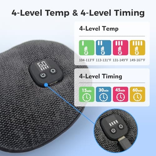 Telepepe Heated Eye Mask, Cordless Warm Eye Compress with 4-Level Temperature & Timer, Washable Cover Rechargeble Travel, Gifts for Family(Black) — view 3