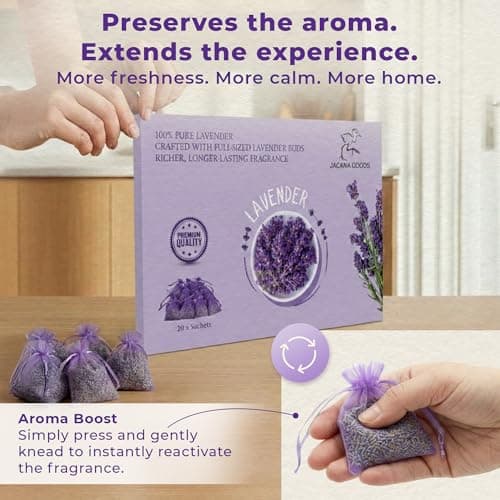 English Lavender Bags – Natural Moth Repellent & Air Freshener – Set of 20 – Air Freshener for Wardrobes, Drawers, Bathrooms, Clothes Storage – 100% Organic Premium Lavender — view 6