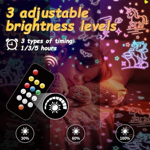 Toys for 1-10 Year Old Girls,Unicorn Gifts for Girls Night Light Projector for Kids Toddler Kids Toys Age 1-10 Xmas Stocking Fillers 1-10 Year Old Gifts — view 4