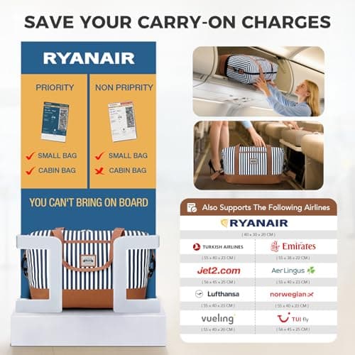 Lekesky 24L Ryanair Underseat Cabin Bag 40×30×20, Stripes — view 3