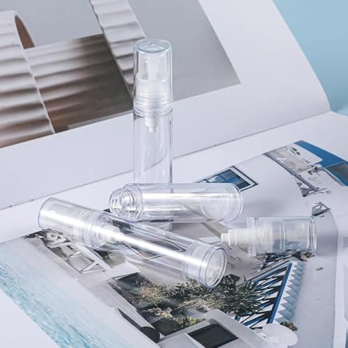 4 Pcs 10ml Empty Airless Pump Bottles, Refillable Vacuum Cosmetic Container, Clear Travel Pump Bottles for DIY Foundation, Moisturiser, Gel, Lotion, Shampoo, Toiletry, Face Wash, Sunblock — view 4