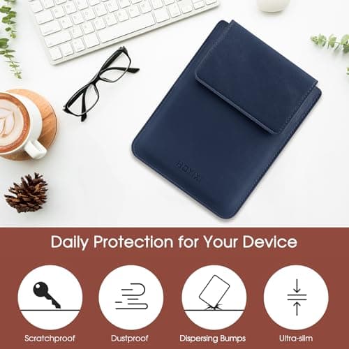 HoYiXi Universal Sleeve Case for 6-inch Kindle/Kobo/Voyaga/Pocketbook/Tolino E-book reader Lightweight Leather Protective Sleeve Case Pouch for 6-inch E-book, Blue — view 5