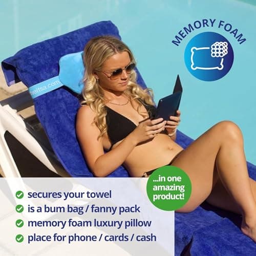 ITSA Towel Trapper – Memory Foam Beach & Travel Pillow with Neck Support (Dolphin Grey) — view 5