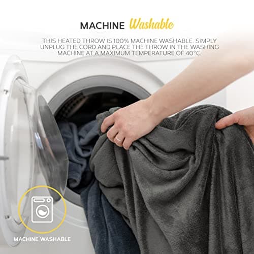 MONHOUSE 130X160 cm Soft Electric Sofa Blanket - Fleece Single Heated Throw With Digital Controller - Machine Washable Bed Throw, Timer up to 9 hours, 9 Heat Settings, Auto Shutoff - Dark Grey Sherpa — view 5