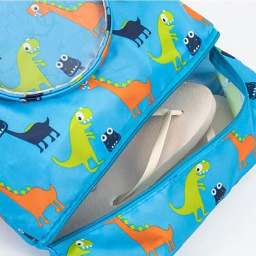 MAGICLULU Waterproof Swimming Drawstring Backpack PVC Large Blue Dinosaur Dry Wet Separate Bag with Shoe Compartment for Travel Camping — view 4