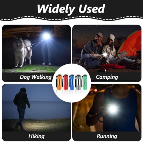 flintronic 5 Pack LED Small Torch, Small Pocket Flashlight with 9 LEDs, Aluminium Torches, with Lanyard, Super Bright, for Adult Camping Hiking Outdoor Gifts, Batteries Included — view 6