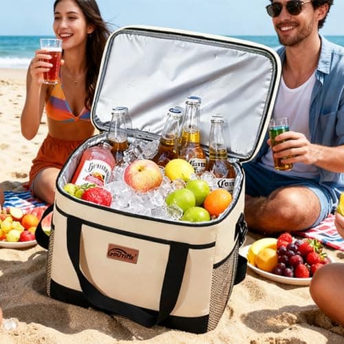 Goutime 26L Insulated Lunch Cool Bag, Waterproof Leakproof Tote (Beige) — view 3