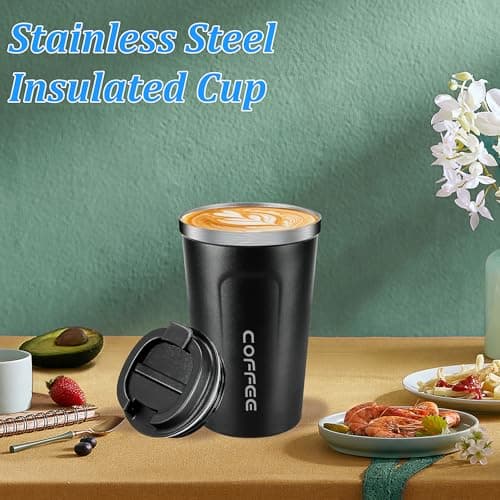 LYCN 4 Pack Travel Coffee Cup, Insulated Mugs with Lids, 380 ml /13 oz — view 4