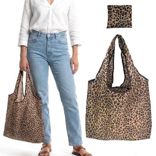ZXTGBQ Large Foldable Shopping Bag In Pouch, Reusable Ladies ShoppingBag, Recycled Grocery Bags, Lightweight Handbag, Eco Tote ShopperBag, Portability FoldableBags For Daily Use, Travel, Picnic — view 2