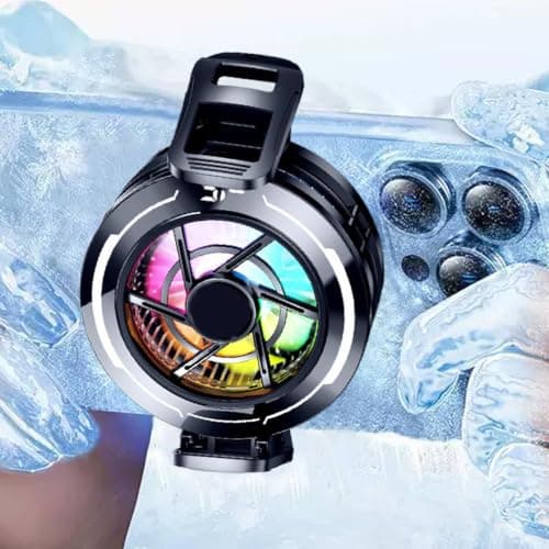 Phone Cooler Fan, Magnetic RGB g-aming Cooler with Back c-lip | Portable, Type-C, Lightweight | for Mobile Gamers Content Creators, a-ndroid i-phone i-pad, Office Travel Road Trip — view 3
