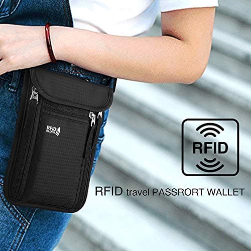 KEAFOLS Travel Wallet Passport Holder for Women abd Men. RFID Blocking Passport Wallet Travel Wallet Organiser (Black) — view 3