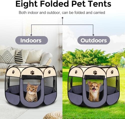 JupiterJX Pet Foldable Playpen Dog Cat Puppy Pen For Indoor Play Pen Crate, Breathable Mesh Carrier Kennel Soft Cage Tent For Extra Large Dogs Travel Puppies Playpens (Pink, 91x91x58 cm,XL) — view 6