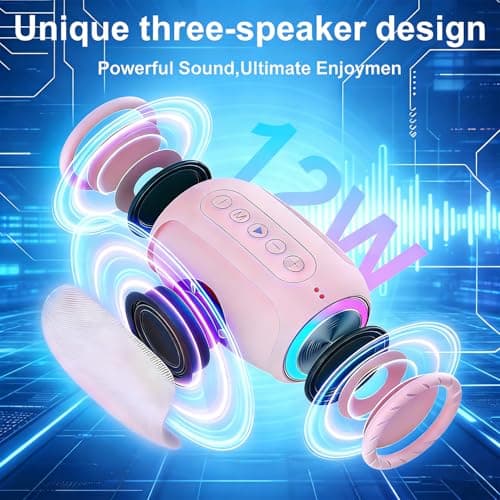 Portable Bluetooth Speaker with Dynamic RGB LED Light, BT5.3 Wireless Mini Speaker, 360° Stereo Sound, Enhanced Bass, 12H Playtime, TWS Pairing, Compact Speaker with Lanyard for Travel Camping Party — view 5