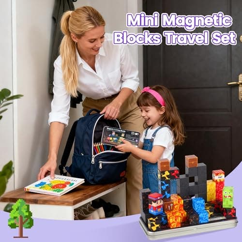 SYSKENI Magnetic Blocks Travel Set 35 Pcs Mini Magnetic Blocks Travel Toys for 3-5 Years Old Kids 4-8 Years Old Portable Magnetic Cube STEM Learning Toy with Portable Iron Storage Box Christmas — view 5