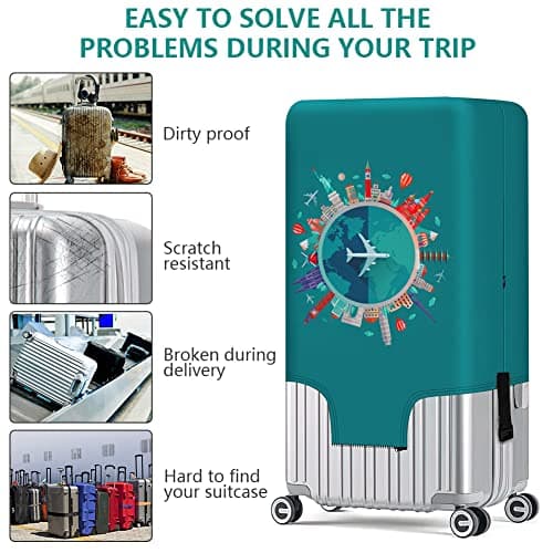 flintronic Travel Luggage Cover Elastic, Luggage Cover, Suitcase Cover, 22-25 Inch Suitcase Protective Cover, with Luggage Tag*1+Luggage Strap*1 (M) — view 6