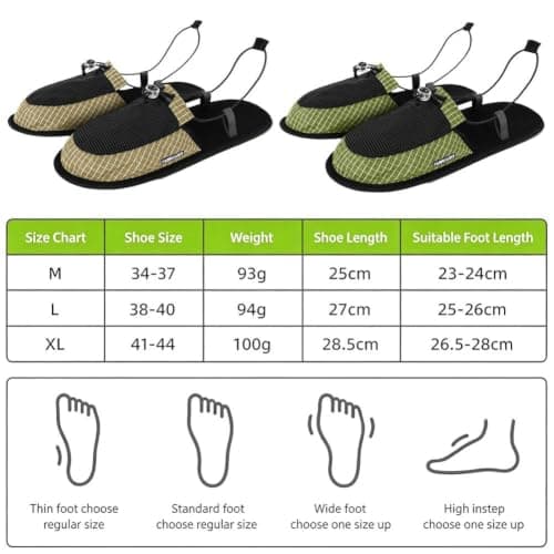 Ultralight Foldable Camp Shoes Portable Slippers for Hiking (Green large) — view 5