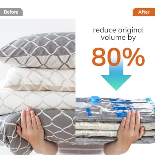 Vacuum Compression Storage Bags for Clothes - 6 Pack Reusable Space Saver Bags with Wired Electric Air Pump for travel (3 Jumbo + 3 Large) — view 3