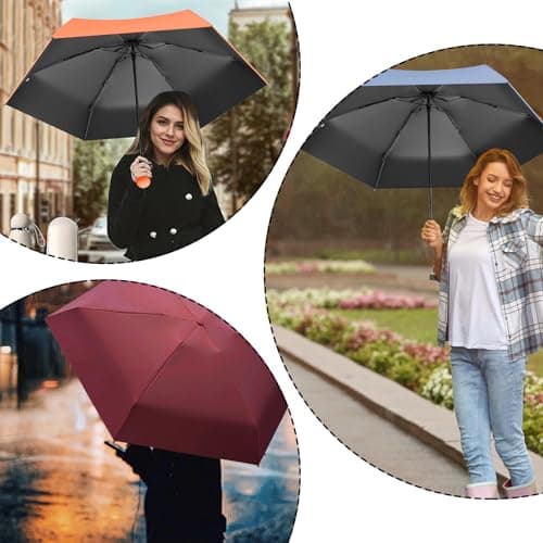 Detontek Mini Folding Travel Umbrella, Mini Travel Umbrella, Pocket Umbrella, Dual Purpose, Compact And Portable, With Storage Box (Wine Red) — view 4