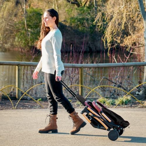 Lejoux™ Baby Pushchair Stroller– Lightweight Foldable Travel Buggy with 5-Point Harness, Adjustable Seat Back and Oversize Basket Folds with 1 Hand – Smooth Swivel Wheels Rain Cover (Pink) — view 2