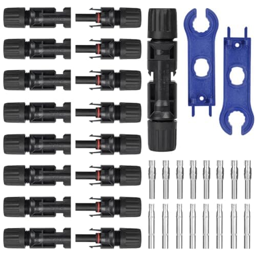 URAQT Solar Connector, 8 Pair Male/Female Solar Plug, IP67 Waterproof Photovoltaic Connector, Long Time Outdoor Use, Solar Plug Kit with 2 Wrenches for Solar Panel Systems Solar Panel Adaptor