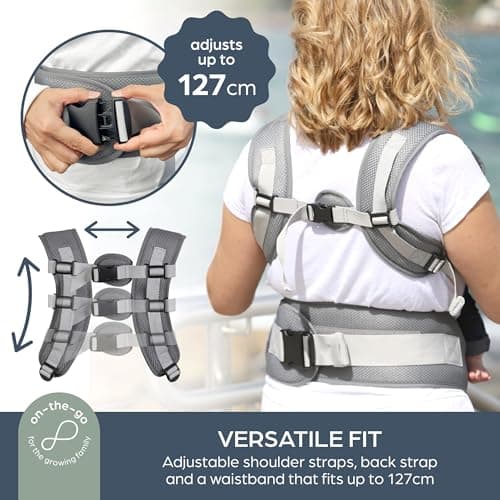 Dreambaby Elevate 6-in-1 Baby Carrier and Hip Seat for Newborn to Toddler up to 18kg - Front, Inward & Backpack Positions, Infant Support with Cushioned Hip Seat and Adjustable Waist Strap — view 4