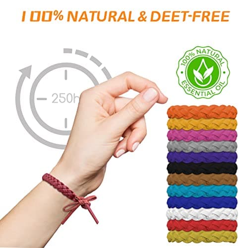 12PCS Mosquito Repellent Bracelet Jsdoin Insect Repellent Adjustable Leather Natural Insect Mosquito Bands Protection Insects up to 250 Hours Camping Accessories for Adults, Kids & Babies — view 3