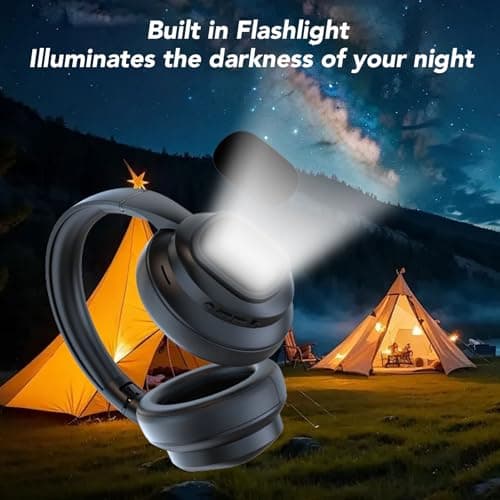 Omquot Noise Cancelling Bluetooth 6.0 Headphones with Built-in Flashlight for Office Use — view 3