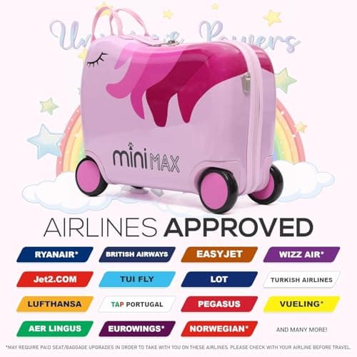 MiniMax Kids Ride-On Suitcase 45x36x20 with Neck Pillow & Drawstring Bag — view 4