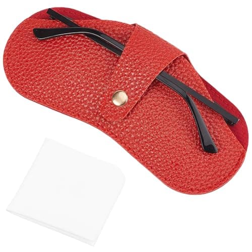 CREATCABIN Sunglasses Case Leather Soft Glasses Case Slim Portable Eyeglasses Spectacle Case Pouch Bag Travel Lightweight Protective Cover Gift for Women Men Beach Holiday Vacation Red 6.7x3.3 Inch