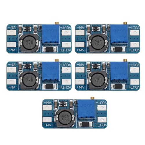 YINETTECH 5Pcs DC-DC Step Up Power Apply Module 2V-24V to 5V-28V DC Voltage Regulator Adjustable Step Up Module Converter, 2A