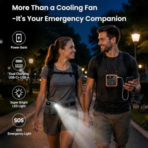 UIN Portable Waist Fan 10000mAh Personal Fan, 5 Speed Outdoor Cooling Fan — view 5