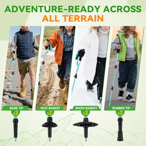 Clostnature Adjustable Kids Trekking Poles, 2 Pack Telescopic Walking Poles — view 2