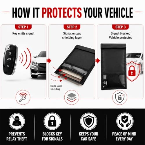 FIREDOG Faraday Pouch for Car Keys & Phones, Signal Blocking Bag RFID Blocking Case for Mobile Phones, Blocks WiFi Bluetooth GPS NFC RFID & Keyless Entry Signals, Privacy Protection Travel Pouch — view 5