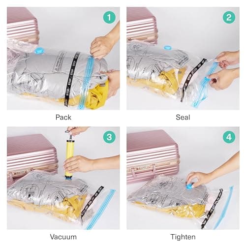 10 Pack Heavy Duty Vacuum Storage Bags Set with Pump, Compression Bags for Duvets, Clothes, Blankets — view 6