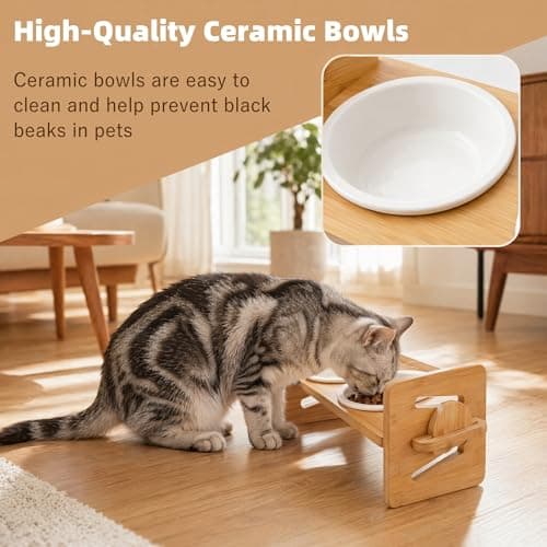 Xygobla Raised Dog Bowls with Stand 4 Level Bamboo — view 5
