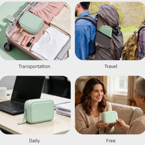 A8 Waterproof Pill Organizer Set with 14 Color-Pill Pouches,Reusable Waterproof Pi/ll Pouches,Large Weekly Travel M/edicine O/rganizer,Portable Zippered Travel Medicine O/rganizer for Fish Oils#Green — view 5