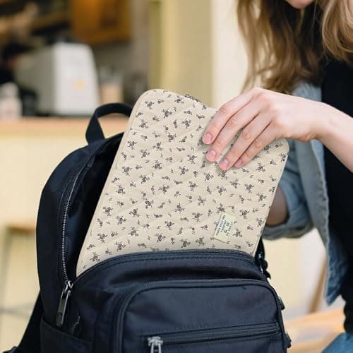 Puffy Laptop Sleeve 13 Inch Cute Floral Laptop Case Soft Quilted Computer Sleeve Protective Cover for MacBook, iPad, Notebook, Chromebook — view 5