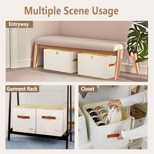 3 Pack Flexible Dividers Shoe Storage Boxes Fabric Organiser for Wardrobe — view 5