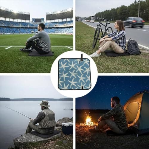AYYQWE Starfish Coastal Wool Print Foldable Seat Cushion Portable Chair Pad Office Commuting Picnic Camping Outdoor — view 6