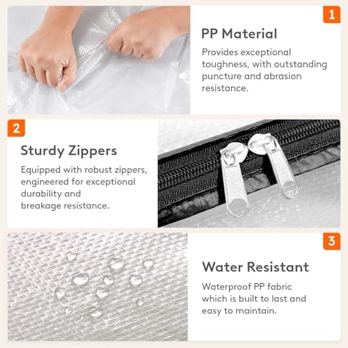 Lifewit 2 Pack Clear Clothes Storage Bag, 40L Comforter Bag with Zipper — view 4