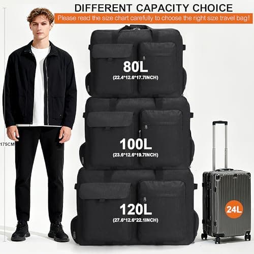 80L Foldable Duffle Bag with Shoe Compartment Waterproof — view 2