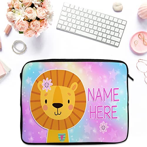 Personalised Lion Tablet Sleeve Laptop Case Girls iPad Zip Pouch Protective Carry Travel Bag Sleeve Pretty Safari KKM16 (7” – 10”) — view 5